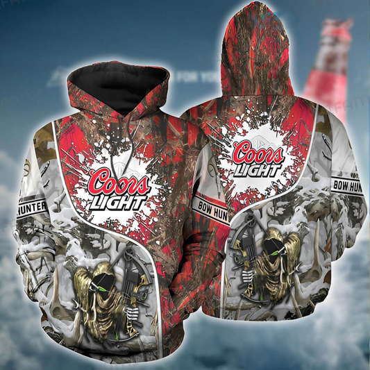 Foxnfish Coors Light Death Bow Hunting Beer Lovers 3D Hoodie