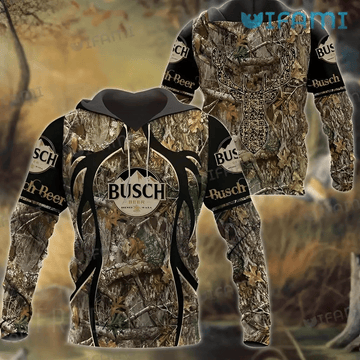 Foxnfish Busch Light Deer Hunting Camo Texture 3D Hoodie Beer Lover Gift