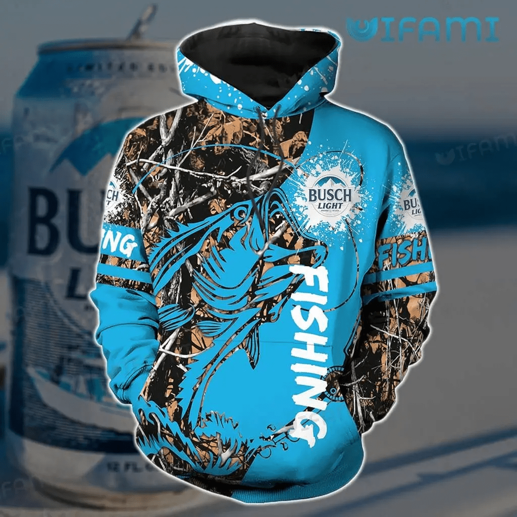 Foxnfish Busch Light Hoodie 3D Fishing Blue Gift For Beer Lovers