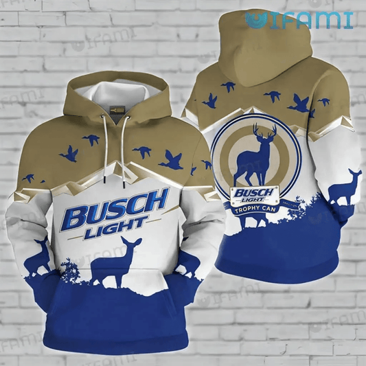 Foxnfish Busch Light Hoodie 3D Trophy Can Deer Hunting Beer Lovers Gift