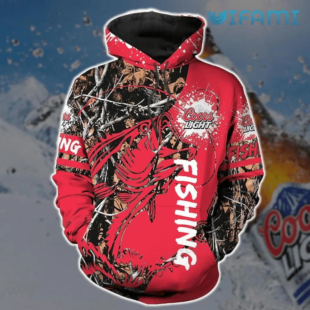 Foxnfish Coors Light Hoodie 3D Fishing Red Gift For Beer Lovers