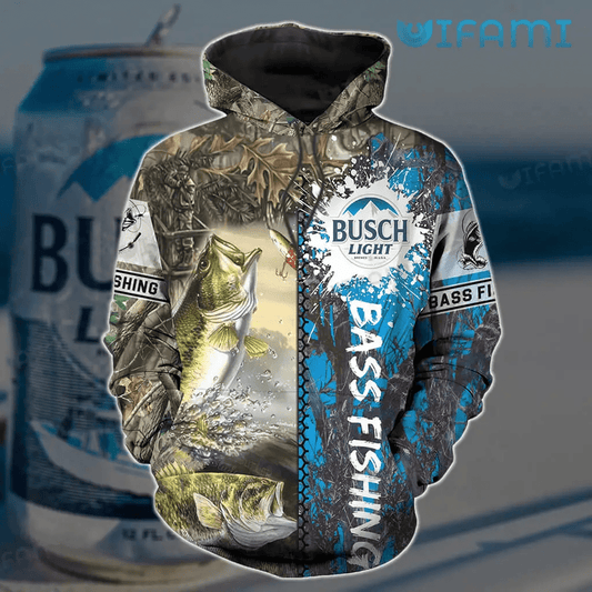 Foxnfish Busch Light Hoodie 3D Bass Fishing Beer Lovers Gift