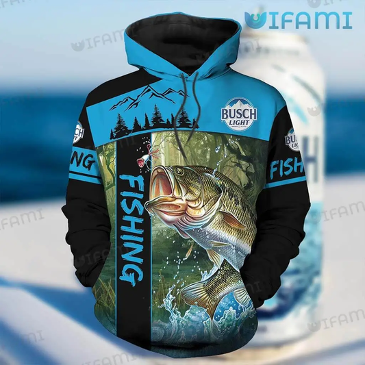 Foxnfish Busch Light Hoodie 3D Fishing On The River Gift For Beer Lovers