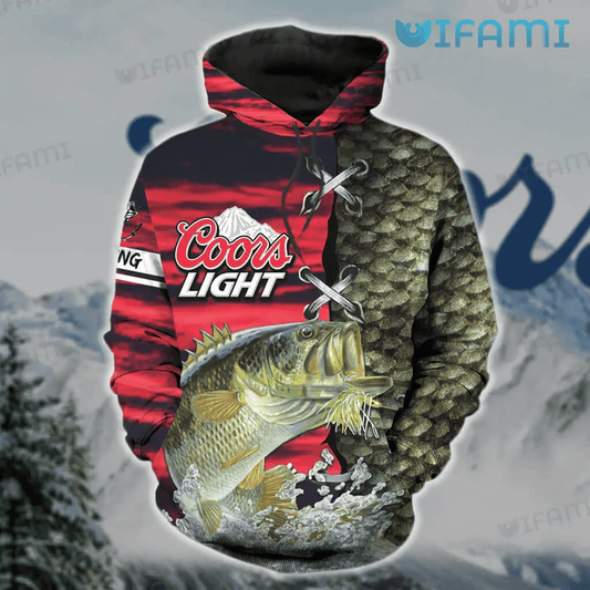 Foxnfish Coors Light Hoodie 3D Red Fishing Gift For Beer Lovers