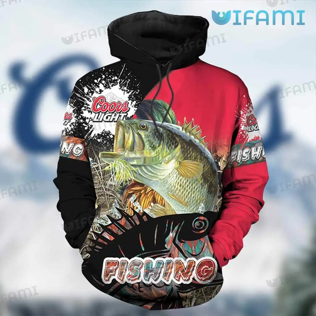 Foxnfish Coors Light Hoodie 3D Fishing Red Gift For Beer Lovers