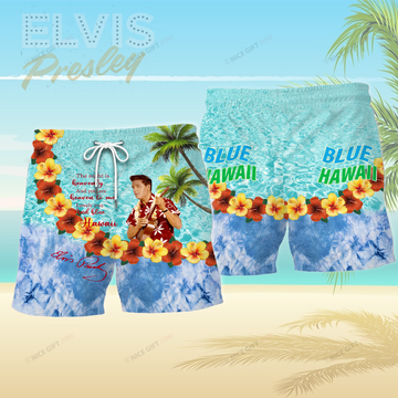 Elvis Presley Blue Hawaiian Men Beach Shorts MBS-Y2U9