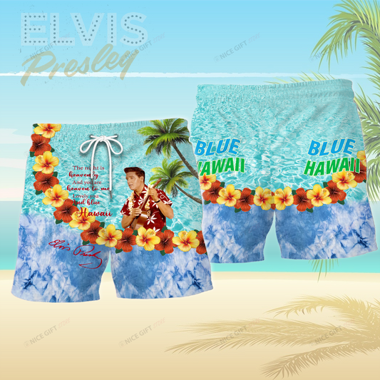 Elvis Presley Blue Hawaiian Men Beach Shorts MBS-Y2U9