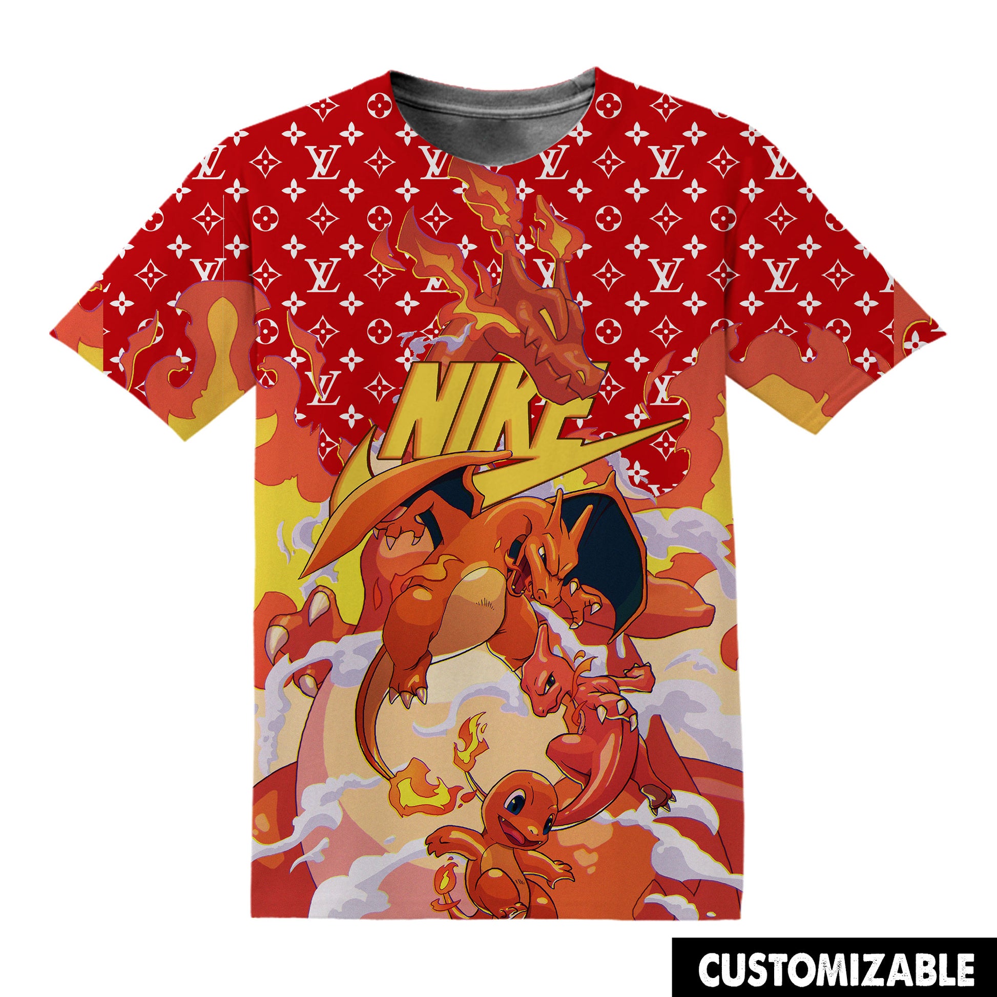 Custom Pattern SPRM Gaming Pokemon Charmander Charmeleon Charizard Evolution Tshirt Fan Adult And Kid Tshirt