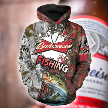 Foxnfish Budweiser Hoodie 3D Fishing Beer Lovers Gift