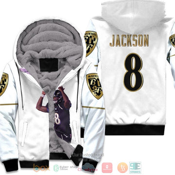 Baltimore Ravens Lamar Jackson 8 Nfl White Fleece Hoodie - Hot Sale 2024