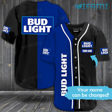 Cheerstee Bud Light Baseball Jersey Blue And Black Custom Name Beer Lovers Gift - Personalized Gifts: Family, Sports, Occasions, Trending