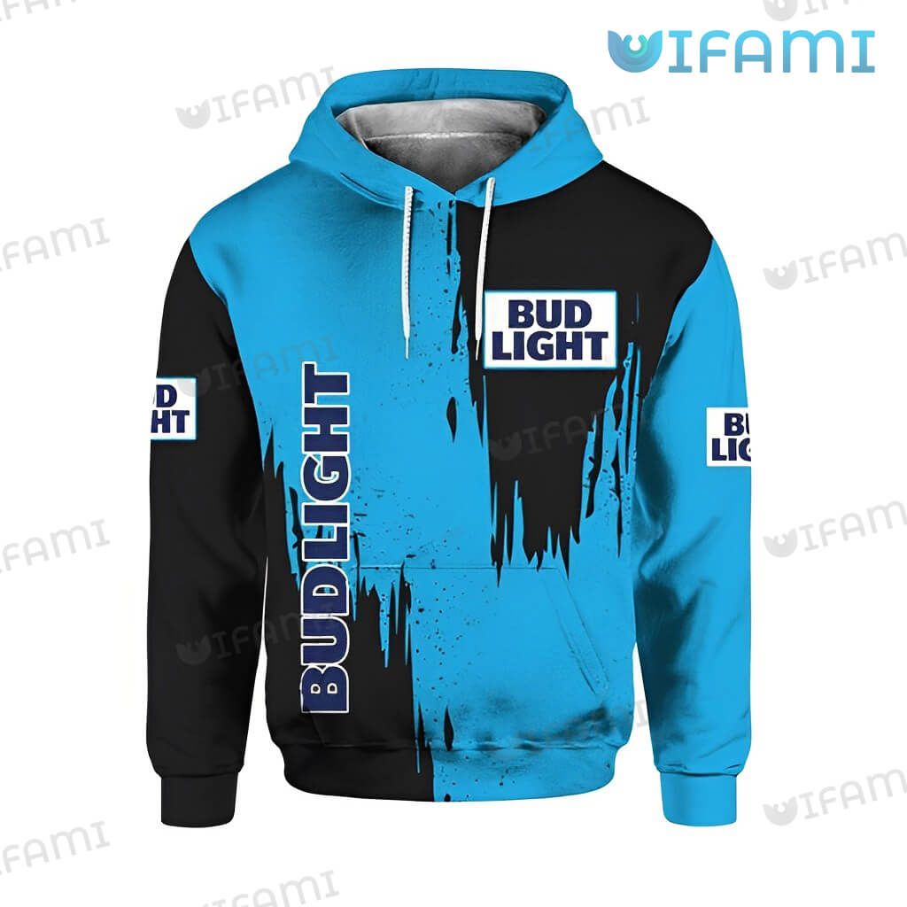 Bud Light Hoodie 3D Black And Blue Beer Lovers Gift - Personalized Gifts: Family, Sports, Occasions, Trending