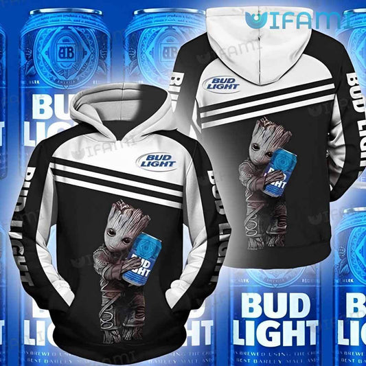 Bud Light Hoodie 3D Groot Hugging Can Beer Lovers Gift - Personalized Gifts: Family, Sports, Occasions, Trending