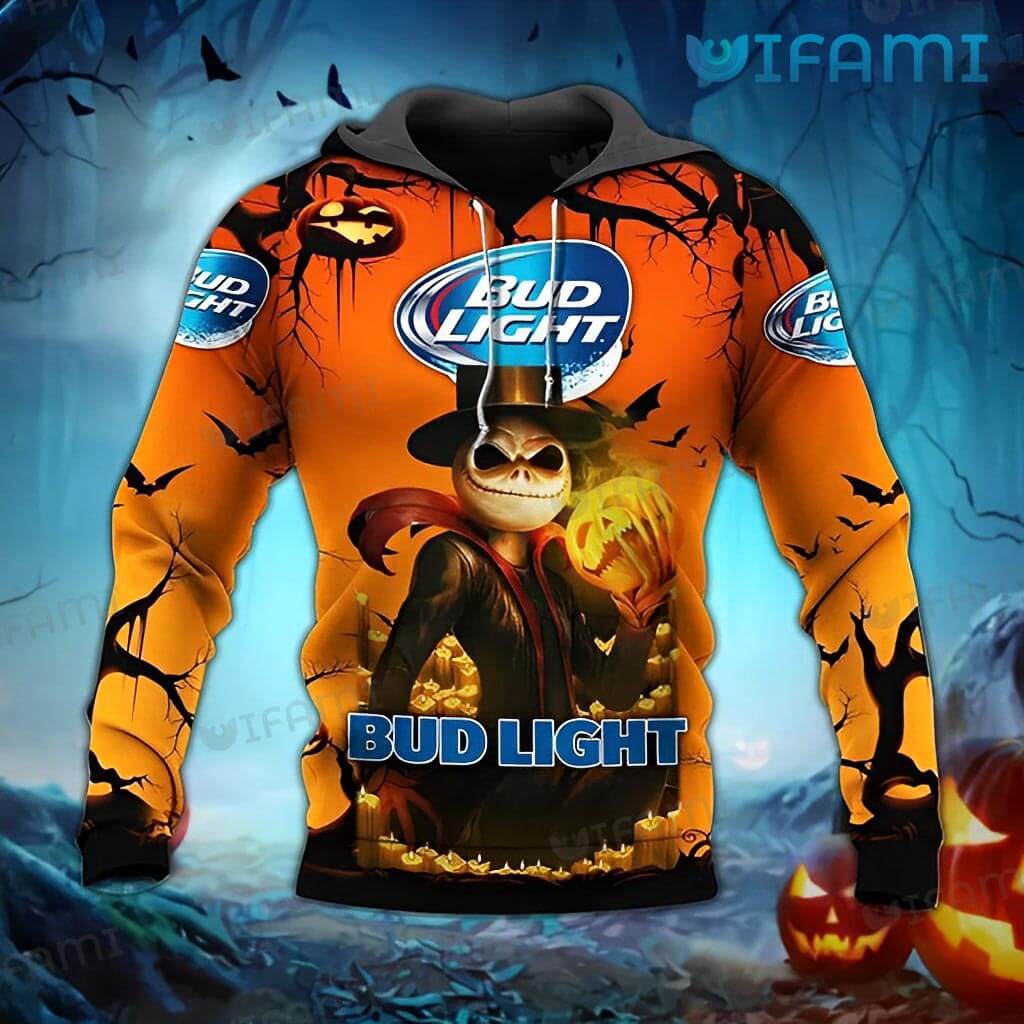 Bud Light Hoodie 3D Jack Skellington Pumpkin Gift For Beer Lovers - Personalized Gifts: Family, Sports, Occasions, Trending