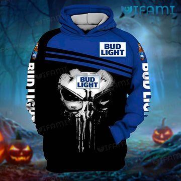 Bud Light Hoodie 3D Punisher Skull Gift For Beer Lovers - Personalized Gifts: Family, Sports, Occasions, Trending