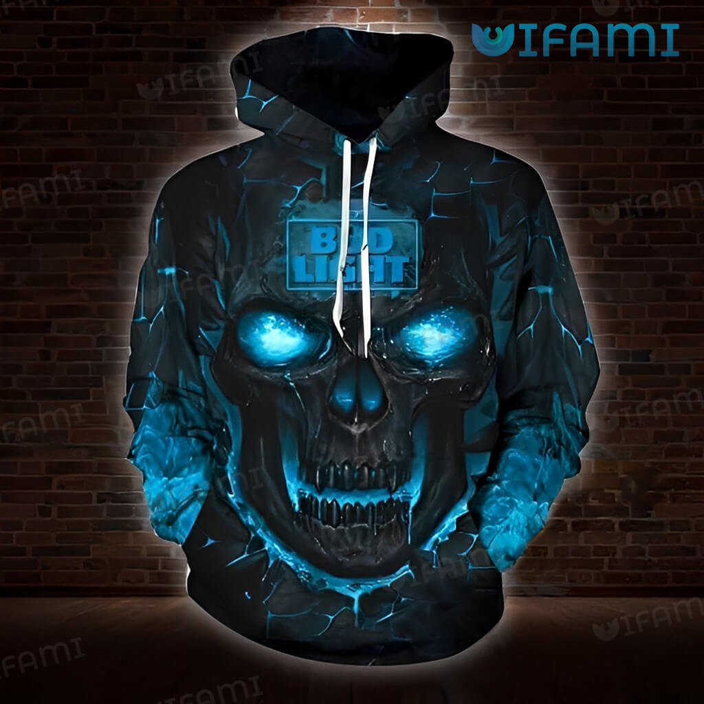 Bud Light Hoodie 3D Skull Beer Lovers Gift - Personalized Gifts: Family, Sports, Occasions, Trending