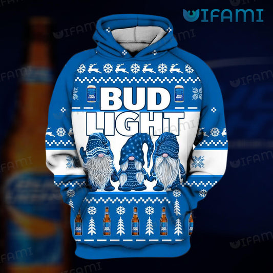 Bud Light Hoodie 3D Three Nordic Gnomes Beer Lovers Gift - Personalized Gifts: Family, Sports, Occasions, Trending