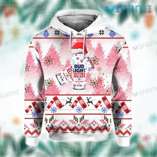 Bud Light Seltzer Hoodie 3D Santa Hat Gift For Beer Lovers - Personalized Gifts: Family, Sports, Occasions, Trending