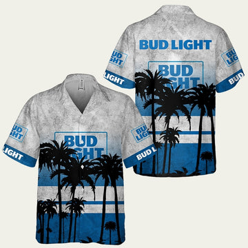 Bud Light Black Palm Tree Hawaiian Shirt