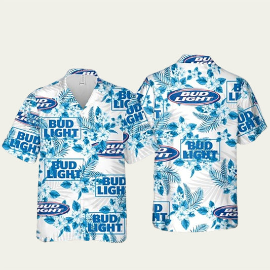 Bud Light Flowers Pattern Hawaiian Shirt