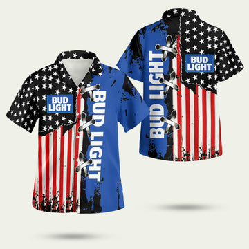 Bud Light US Flag Hawaiian Shirt