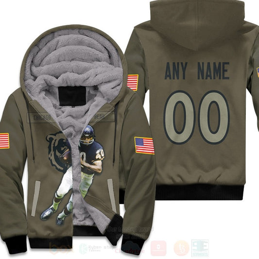 Chicago Bears Gale Sayers 40 Nfl Olive Personalized 3D Fleece Hoodie - Hot Sale 2024