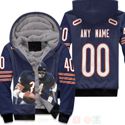 Chicago Bears Walter Payton 34 Nfl Navy Personalized 3D Fleece Hoodie - Hot Sale 2024