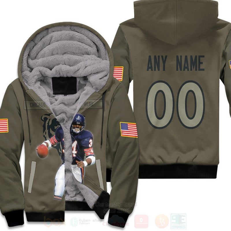 Chicago Bears Walter Payton 34 Nfl Olive Personalized 3D Fleece Hoodie - Hot Sale 2024