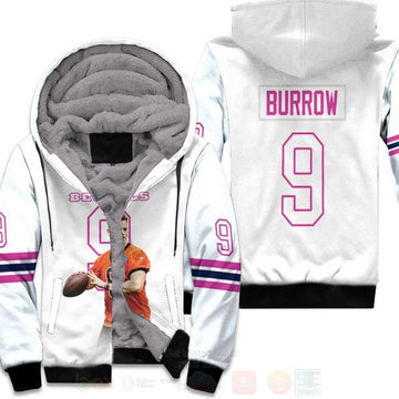 Cincinnati Bengals Joe Burrow 9 Nfl 2020 White Pink 3D Fleece Hoodie - Hot Sale 2024