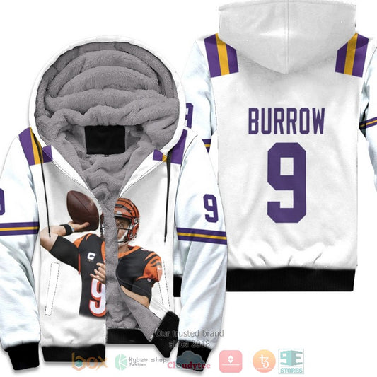 Cincinnati Bengals Joe Burrow 9 Nfl White Fleece Hoodie - Hot Sale 2024