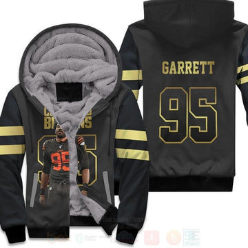 Cleveland Browns Myles Garrett 95 Nfl Black Golden 3D Fleece Hoodie - Hot Sale 2024