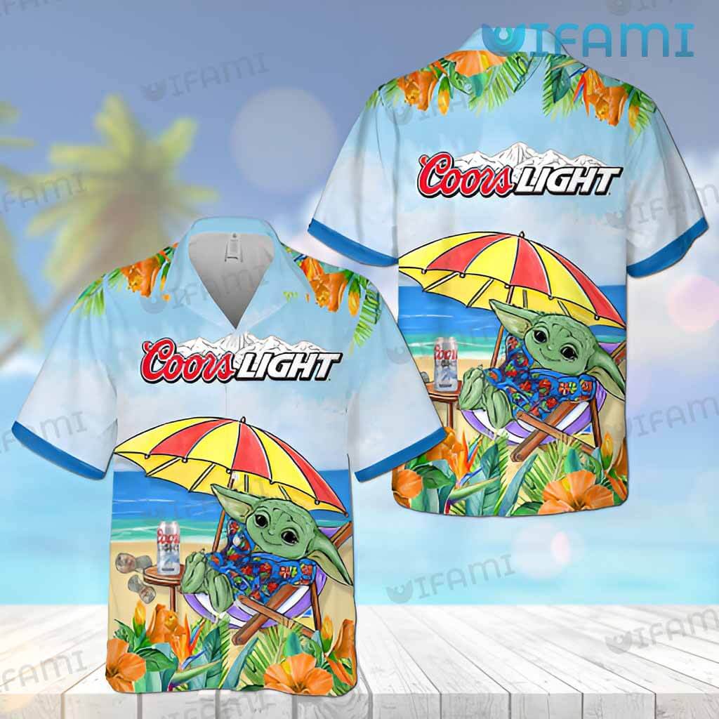 Coors Light Hawaiian Shirt Baby Yoda Beer Lovers Gift - Personalized Gifts: Family, Sports, Occasions, Trending