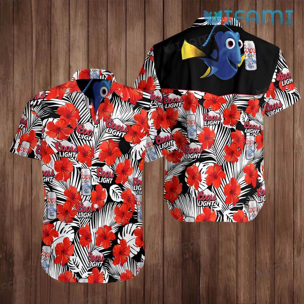 Coors Light Hawaiian Shirt Dory Hibiscus Beer Lovers Gift - Personalized Gifts: Family, Sports, Occasions, Trending