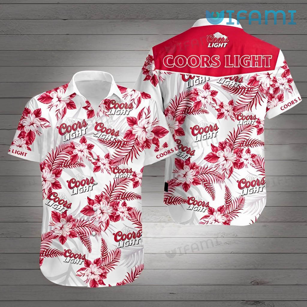 Coors Light Hawaiian Shirt Hibiscus Flower Beer Lovers Gift - Personalized Gifts: Family, Sports, Occasions, Trending