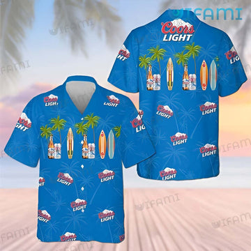 Coors Light Hawaiian Shirt Palm Tree Surfing Beer Lovers Gift - Personalized Gifts: Family, Sports, Occasions, Trending