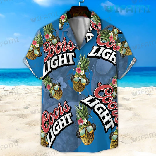 Coors Light Hawaiian Shirt Pineapple Headphone Beer Lovers Gift - Personalized Gifts: Family, Sports, Occasions, Trending