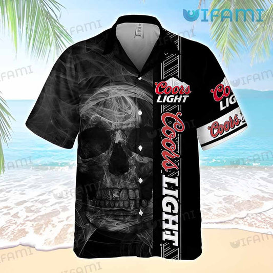 Coors Light Hawaiian Shirt Skull Smoke Beer Lovers Gift - Personalized Gifts: Family, Sports, Occasions, Trending