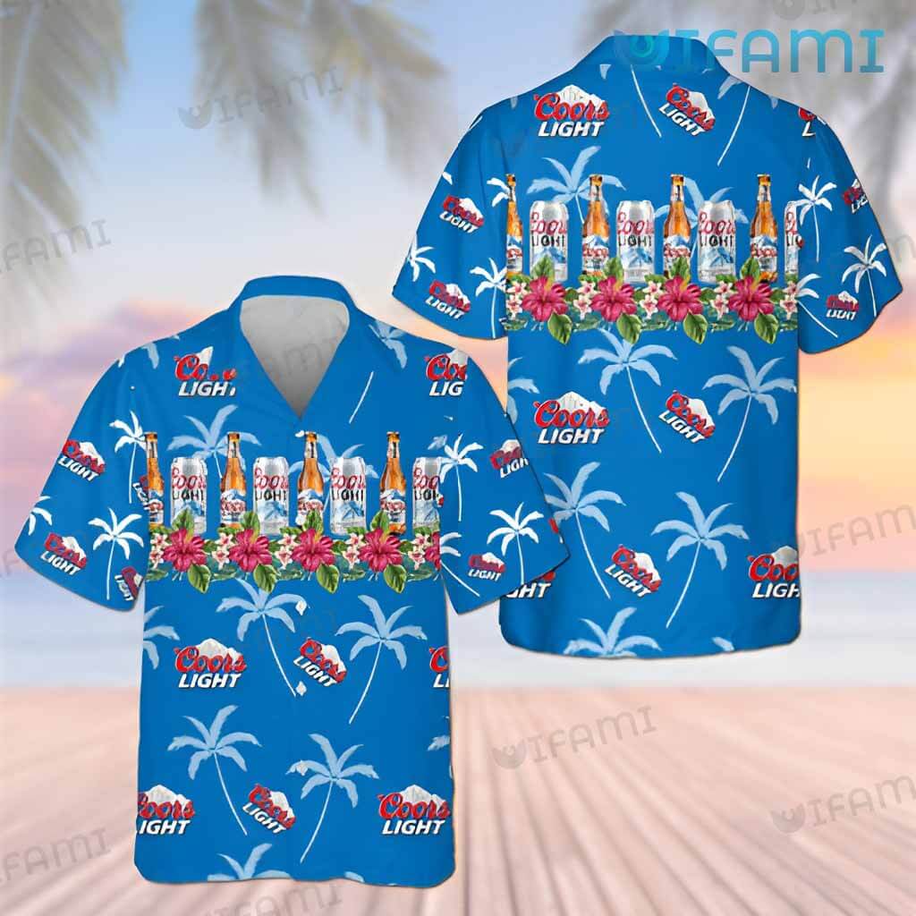 Coors Light Hawaiian Shirt Tropical Flower Beer Lovers Gift - Personalized Gifts: Family, Sports, Occasions, Trending