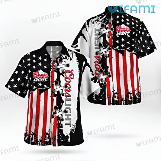 Coors Light Hawaiian Shirt USA Flag Beer Lovers Gift - Personalized Gifts: Family, Sports, Occasions, Trending