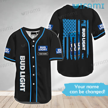 Cheerstee Custom Name Bud Light Baseball Jersey USA Flag Beer Lovers Gift - Personalized Gifts: Family, Sports, Occasions, Trending