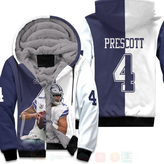 Dallas Cowboys Dak Prescott 4 Nfl Legends Navy White Two Tone 3D Fleece Hoodie - Hot Sale 2024