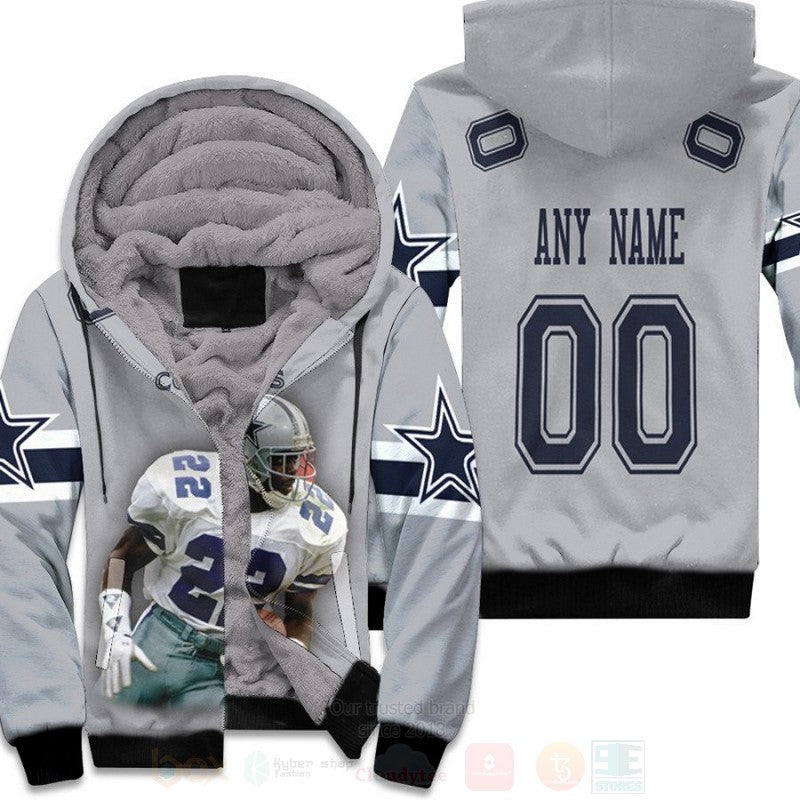 Dallas Cowboys Emmitt Smith 22 Nfl Grey Personalized 3D Fleece Hoodie - Hot Sale 2024