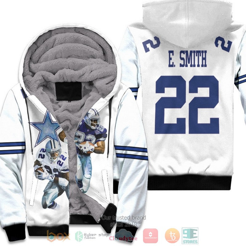 Dallas Cowboys Emmitt Smith 22 Nfl White Fleece Hoodie - Hot Sale 2024