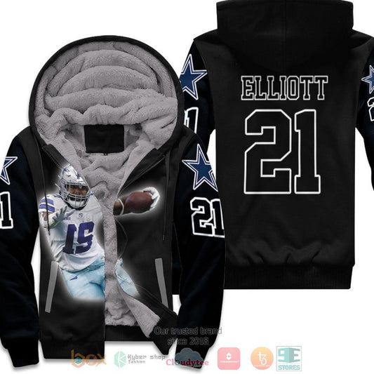 Dallas Cowboys Ezekiel Elliott 21 Nfl Black Fleece Hoodie - Hot Sale 2024