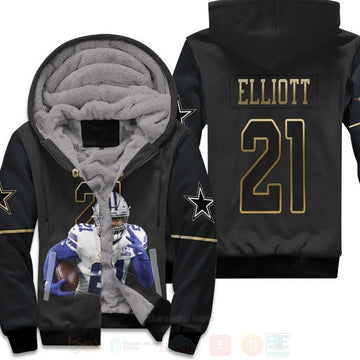 Dallas Cowboys Ezekiel Elliott 21 Nfl Black Golden 3D Fleece Hoodie - Hot Sale 2024