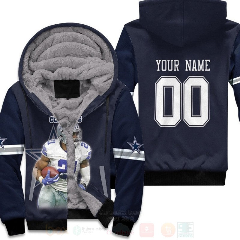 Dallas Cowboys Ezekiel Elliott 21 Nfl Navy Personalized 3D Fleece Hoodie - Hot Sale 2024