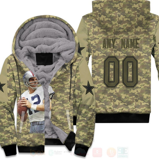 Dallas Cowboys Roger Staubach 12 Nfl Camo Personalized 3D Fleece Hoodie - Hot Sale 2024