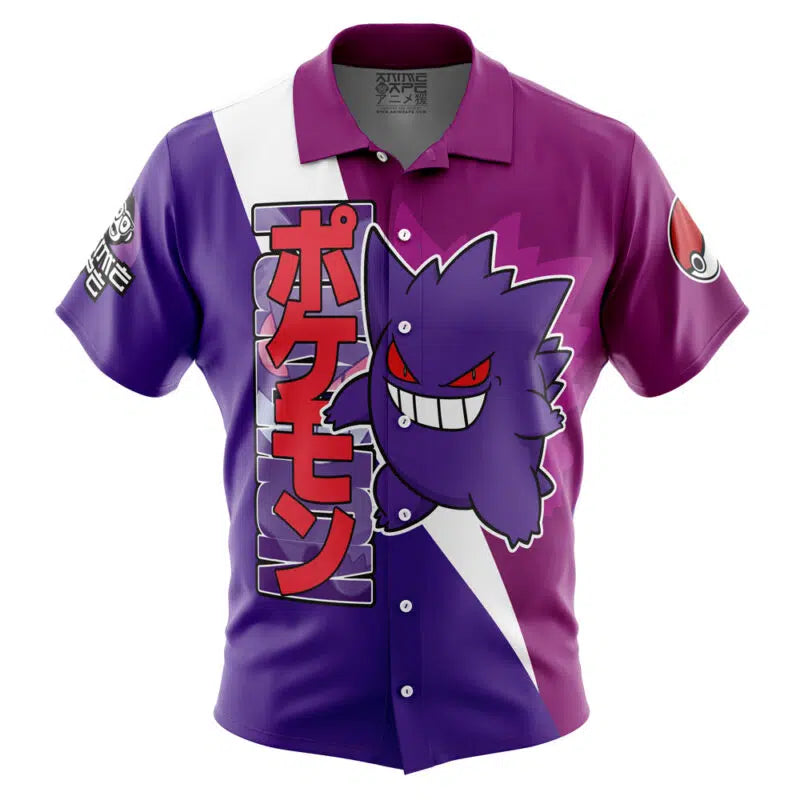 Gengar V2 Pokemon Button Up Hawaiian Shirt