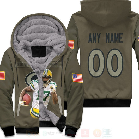 Green Bay Packers Davante Adams 17 Nfl Olive Personalized 3D Fleece Hoodie - Hot Sale 2024