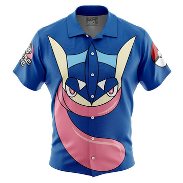 Greninja Face Pokemon Button Up Hawaiian Shirt